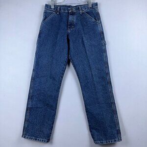 Wrangler Mens Jeans Straight Leg Size 30x30 Relaxed Fit Tech Pocket Blue